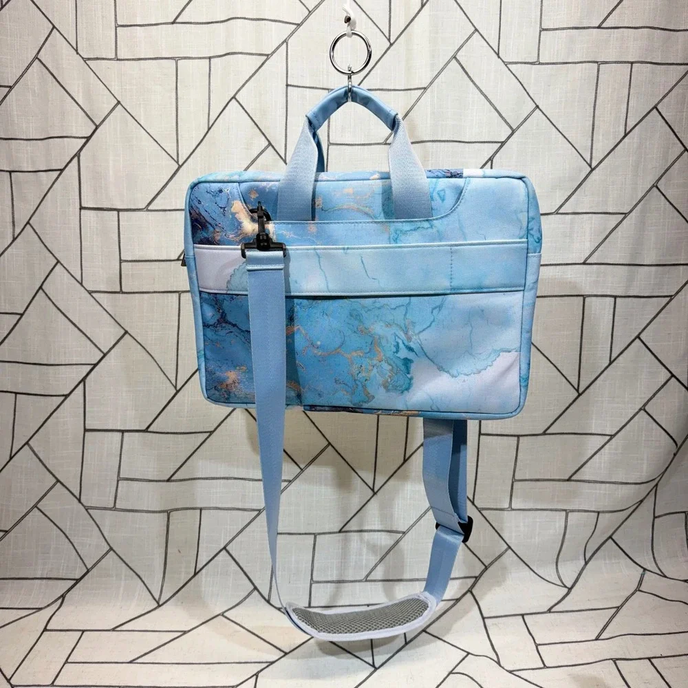 Mosiso Laptop Bag 13-14 inch Blue Marble Shoulder Messenger Briefcase Case